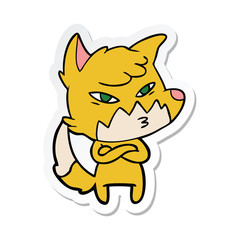 sticker of a clever cartoon fox