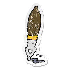 distressed sticker of a cartoon pen