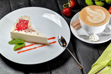 cake with whipped cream and strawberries