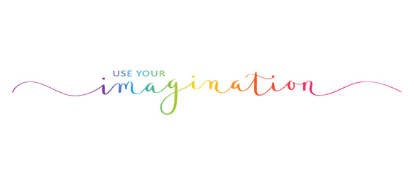 USE YOUR IMAGINATION rainbow brush calligraphy banner © HowLettery Studio
