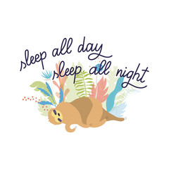 Vector illustration of cute character sloth