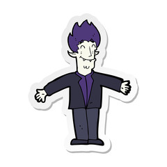 sticker of a cartoon happy vampire