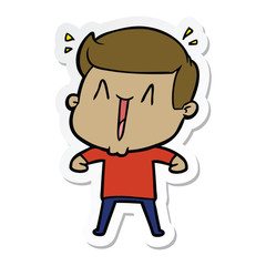sticker of a cartoon excited man