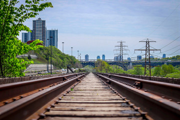Naklejka premium railway in the city