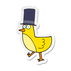 sticker of a cartoon bird wearing hat