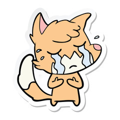 sticker of a crying fox cartoon
