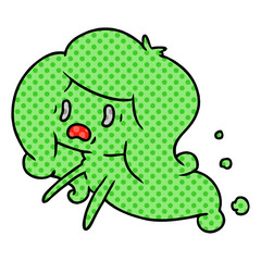 cartoon of kawaii scary ghost