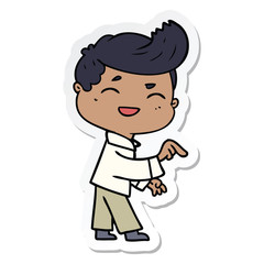 sticker of a cartoon man laughing and pointing