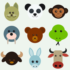 Vector illustration of cartoon animals head