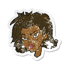 retro distressed sticker of a cartoon female face