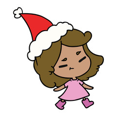 christmas cartoon of kawaii girl
