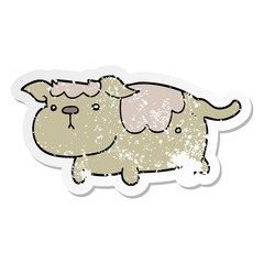 distressed sticker of a cartoon dog
