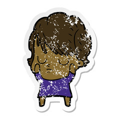 distressed sticker of a cartoon woman