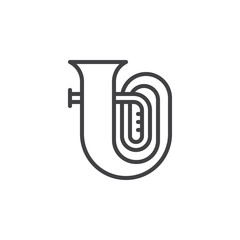 Tuba Music Instrument line icon. linear style sign for mobile concept and web design. tuba wind instrument outline vector icon. Symbol, logo illustration. Pixel perfect vector graphics