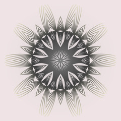 Round Pattern Flower Mandala. Circle Floral Ornament. Legend Decorative Vector Illustration. White grey color.