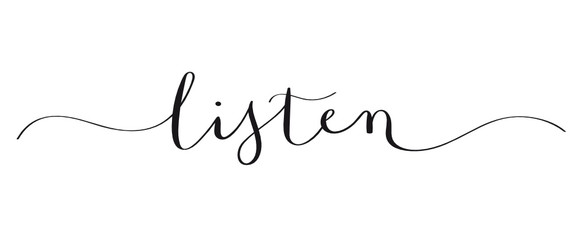 LISTEN brush calligraphy banner