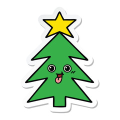 sticker of a cute cartoon christmas tree