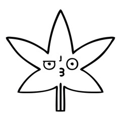 line drawing cartoon autumnal leaf