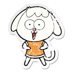 distressed sticker of a cute cartoon dog
