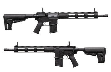 Modern automatic rifle isolated on white