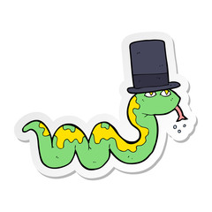 sticker of a cartoon snake in top hat