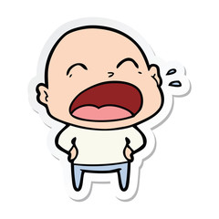 Fototapeta premium sticker of a cartoon shouting bald man