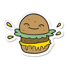 sticker of a cartoon fast food burger