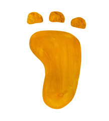 Foot print painted on white background