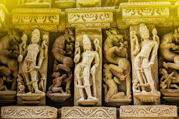 Lord Vishnu sculpture on khajuraho temple