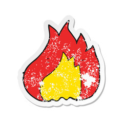 retro distressed sticker of a cartoon flame