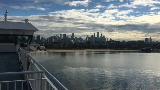 MS Spirit of Tasmania II sailing out of port of Melbourne. The ferry operated on the route between Melbourne and Devonport Tasmania.