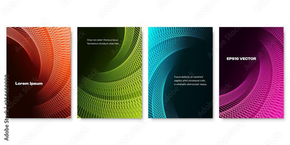 Wall mural set of colorful futuristic backgrounds with complex lines. applicable for webpage, banners, posters 