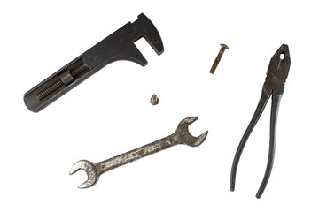 Craftsman tools, hand tools, DIY,building,construction isolated on white background