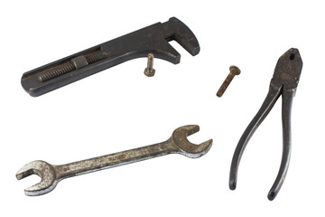 Craftsman tools, hand tools, DIY,building,construction isolated on white background