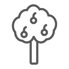 Apple tree line icon, farm and garden, fruit tree sign, vector graphics, a linear pattern on a white background.
