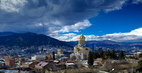 Fototapeta na wymiar Georgia. Tbilisi city view. Sky. clouds. day