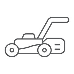 Fototapeta na wymiar Lawn mover thin line icon, equipment and garden, cutter sign, vector graphics, a linear pattern on a white background.
