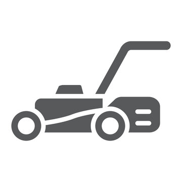 recommend clip art: Lawn mover glyph icon, equipment and garden, cutter sign, vector graphics, a solid pattern on a white background.