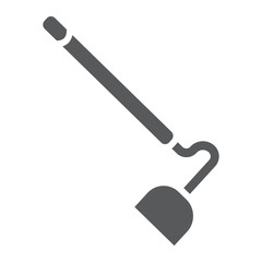 Hoe glyph icon, equipment and agriculture, tool sign, vector graphics, a solid pattern on a white background.