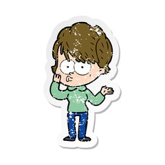 distressed sticker of a cartoon woman