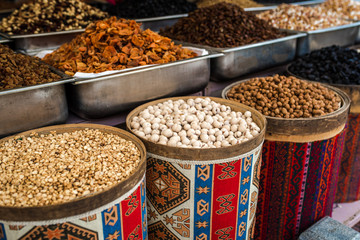 Food and seeds market. Dried seeds in tukish market/ bazaar