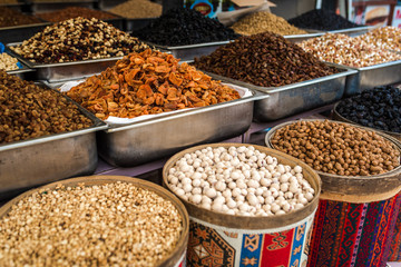 Food and seeds market. Dried seeds in tukish market/ bazaar