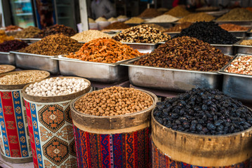 Food and seeds market. Dried seeds in tukish market/ bazaar