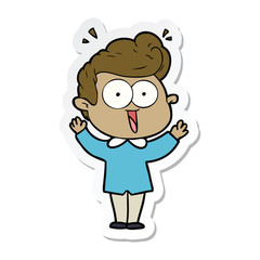 sticker of a cartoon excited man