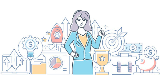 Successful business - modern line design style illustration