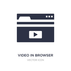 video in browser icon on white background. Simple element illustration from UI concept.