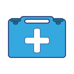Medical first aids suitcase symbol blue lines