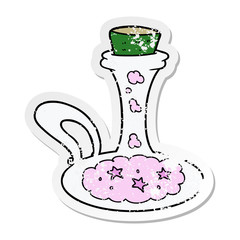 distressed sticker of a cartoon magic potion