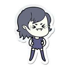 sticker of a annoyed cartoon vampire girl