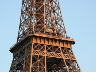 Eiffel tower close view of the structure in Paris, France
